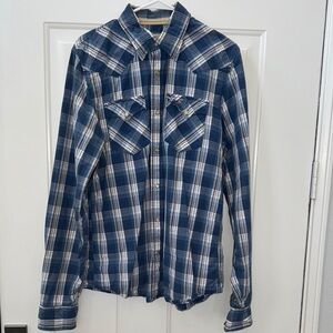 Hollister Blue and White Casual Button Down Shirt